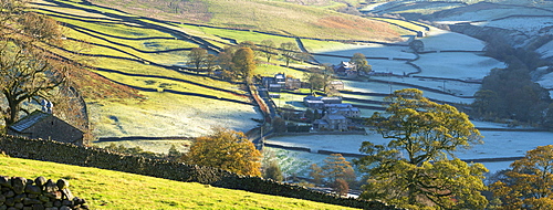 Early morning frost at remote Yorkshire Dales hamlet Skyreholme, near Simons Seat in Wharfedale, North Yorkshire, England, United Kingdom, Europe