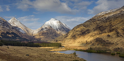 Glen Etive and Buachaille Etive Mor panorama, Highlands, Scotland, United Kingdom, Europe