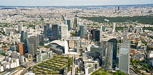 Aerial view of Financial District, La Defense, Paris, France, Europe