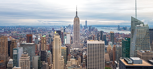 Lower Manhattan skyline from Top of The Rock, Empire State Building, New York, United States of America, North America