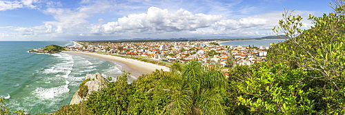 Elevated view over Saudade Beach, Sao Francisco do Sul, Santa Catarina, Brazil, South America