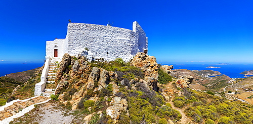 The Profita Elias Monastery, Patmos, Dodecanese, Greek Islands, Greece, Europe