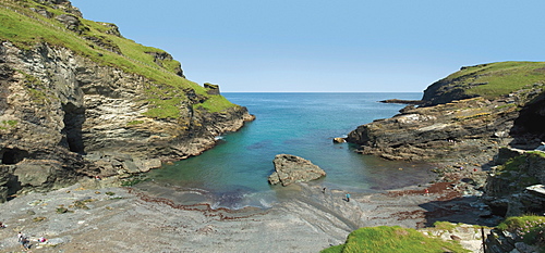 Tintagel Castle and the Cornish coast, Cornwall, England, United Kingdom, Europe