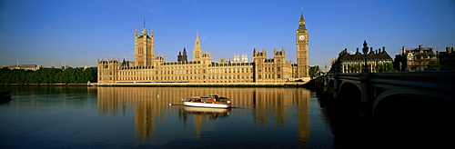 Houses of Parliament and Big Ben reflected in the River Thames, Westminster, London, England, United Kingdom, Europe