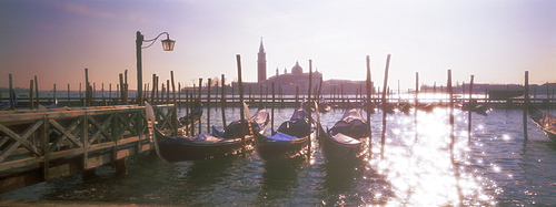 Panoramic view, soft focus effect, across lagoon towards island of San Giorgio Maggiore, Venice, UNESCO World Heritage Site, Veneto, Italy, Europe