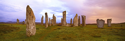 Stone circle at dawn, Callanish, near Carloway, Isle of Lewis, Outer Hebrides, Scotland, United Kingdom, Europe