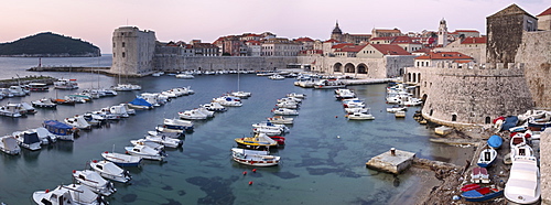 Old Town harbour at dawn, Dubrovnik, Croatia, Europe