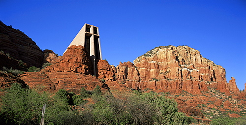 Chapel of the Holy Cross, sunset, Sedona, Arizona, United States of America (U.S.A.), North America