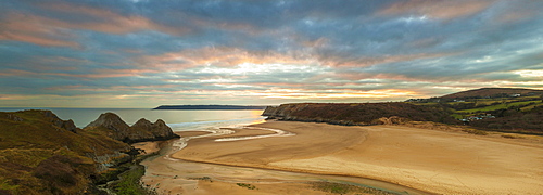 Three Cliffs Bay, Gower, Peninsula, Swansea, West Glamorgan, Wales, United Kingdom, Europe