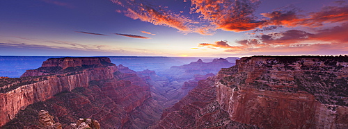 Wotans Throne, Cape Royal Viewpoint at sunset, North Rim, Grand Canyon National Park, UNESCO World Heritage Site, Arizona, United States of America, North America