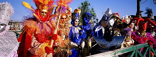 Group of people in masks and costume, Carnival, Venice, Veneto, Italy, Europe