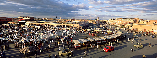 View over the Djemma el Fna (Place Jemmaa el Fna), Marrakesh (Marrakech), Morocco, North Africa, Africa