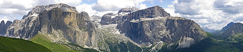 sella mountain and sass pordoi mountain, sella pass, italy