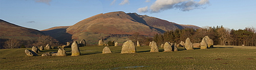 Castlerigg Stone Circle, Keswick, and the Saddleback Range, Lake District National Park, Cumbria, England, United Kingdom, Europe