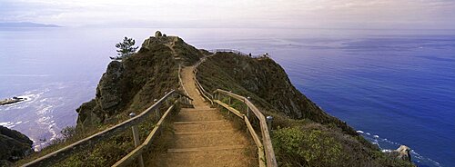 USA, California, Stinson Beach, High angle view of wooden steps leading down to the beach