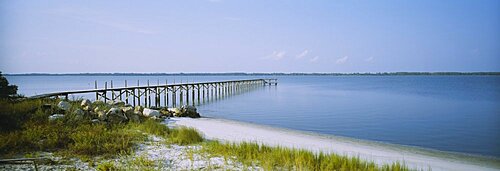 Pier on the beach, St. Joseph Island, Florida, USA