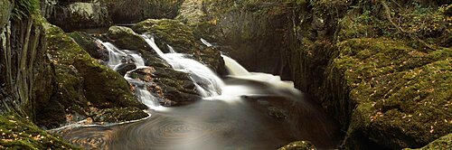 High angle view of a waterfall, Beezley Falls, Ingeleton, North Yorkshire, England