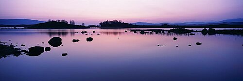 Silhouette of rocks in water, Rannoch Moor, Scotland