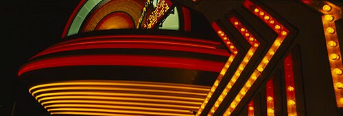 Amusement park rides lit up at night, Eureka, Humboldt County, California, USA