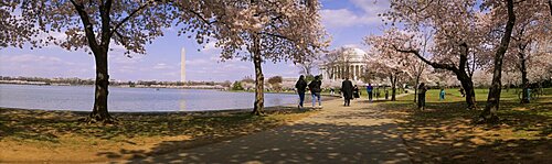 Tourists at a memorial, Jefferson Memorial, Washington DC, USA