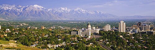 High angle view of a city, Salt Lake City, Utah, USA