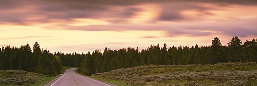 Empty road passing through a landscape, Grand Teton National Park, Wyoming, USA