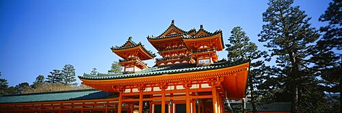 Low angle view of a pagoda, Heian Jingu Shrine, Kyoto City, Kyoto Prefecture, Kinki Region, Japan