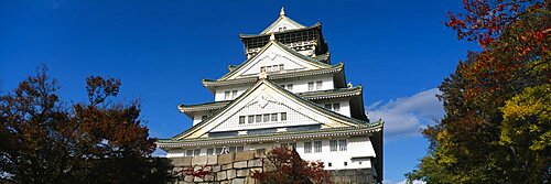 Low angle view of a castle, Osaka Castle, Osaka Prefecture, Kinki Region, Japan