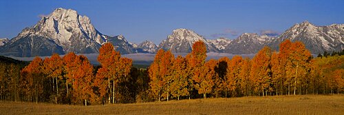 Panoramic view of mountains, Grand Teton, Teton Range, Grand Teton National Park, Wyoming, USA