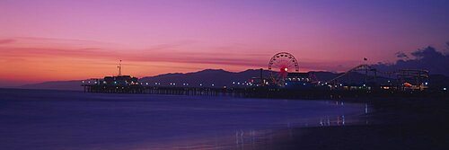 Santa Monica pier at dusk, Santa Monica, California, USA