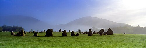 Stone Circle On A Landscape, Castlerigg Stone Circle, Keswick, Lake District, Cumbria, England, United Kingdom