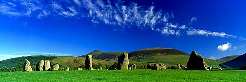 Stone Circle On A Landscape, Castlerigg Stone Circle, Keswick, Lake District, Cumbria, England, United Kingdom