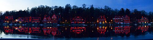 Boathouse at the waterfront, Schuylkill River, Philadelphia, Pennsylvania, USA