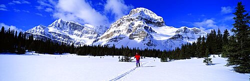 Skier Ptarmigan Peak Wall of Jericho Skoki Valley Banff National Park Alberta Canada