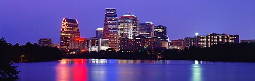 US, Texas, Austin, skyline, night