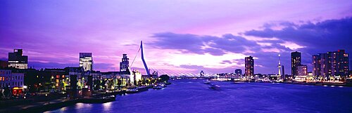 Dusk Rhine River Rotterdam Netherlands