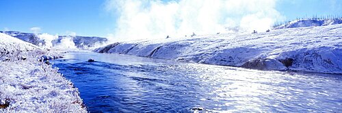 Firehole River and Thermal Steam Yellowstone National Park WY