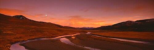 Moonrise Lamar Valley Yellowstone National Park WY