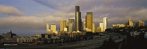 Buildings in the morning light, Seattle, Washington State, USA