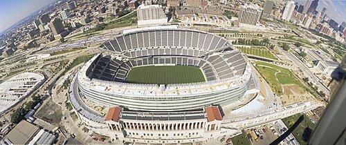 Aerial view of a stadium, Soldier Field, Chicago, Illinois, USA