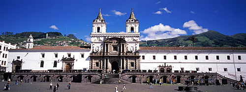 The Monastery of San Francisco 1534 to 1600 the largest colonial building in Quito the main facade on Plaza San Francisco, Old Town area, Quito, Ecuador