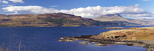 Loch Scridain and Ben More in the distance, Isle of Mull, Scotland, United Kingdom, Europe