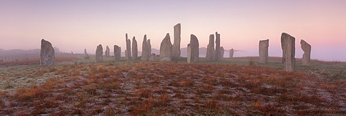 Callanish (Callanais) Stone Circle dating from Neolithic period between 3000 and 1500 BC, at dawn, Isle of Lewis, Outer Hebrides, Scotland, United Kingdom, Europe