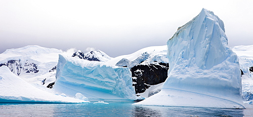 Icebergs grounded in Paradise Bay, Antarctica, Polar Regions