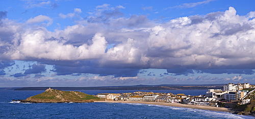 St. Ives and The Island from Clodgy Point, Cornwall, England, United Kingdom, Europe