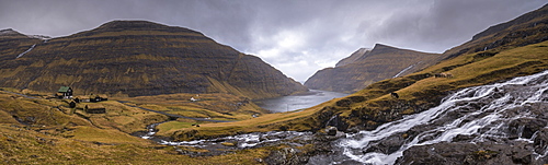 Spectacular mountain scenery at Saksun on the island of Streymoy in the Faroe Islands, Denmark, Europe