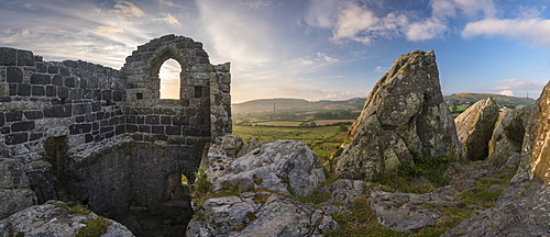 Abandoned ancient stone chapel on the summit of Roche Rock in Cornwall, England, United Kingdom, Europe