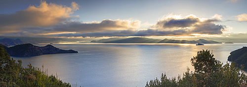 View of Lugu Lake at dawn, Yunnan, China, Asia