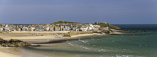 Panoramic picture of the popular seaside resort of St. Ives, Cornwall, England, United Kingdom, Europe