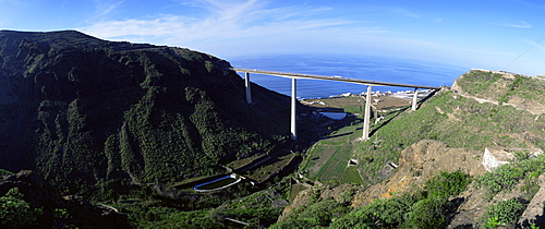 Bridge for GC2 above San Felipe, north coast, Gran Canaria, Canary Islands, Spain, Atlantic Ocean, Europe